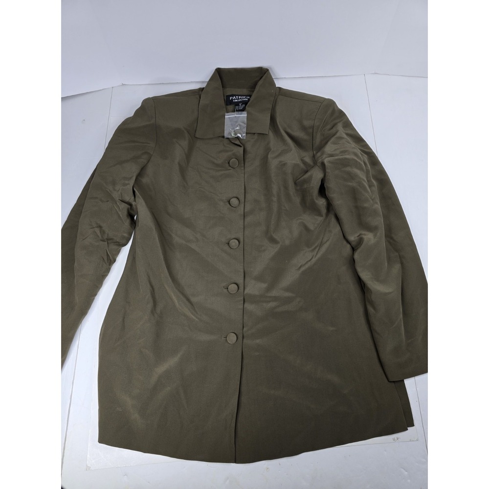 NEW Vintage Patrick Woman Collection Size 12 100% Silk Blazer Top Suit Green